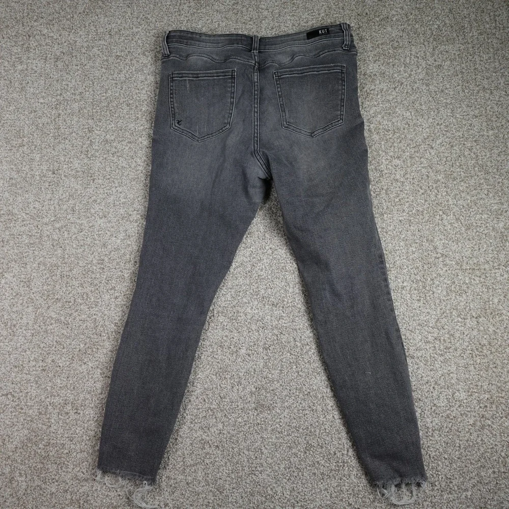 Kut from the Kloth Grey Distressed Skinny Jeans Frayed Hem Size‎ 12 KP1205MD9 - Picture 6 of 10